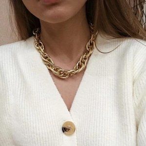 NEW 18K CHUNKY CHOKER CHAIN NECKLACE